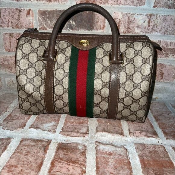 AUTHENTIC GUCCI WEB VINTAGE CLASSIC OPHIDIA SMALL BOSTON BAG - Picture 1 of 16